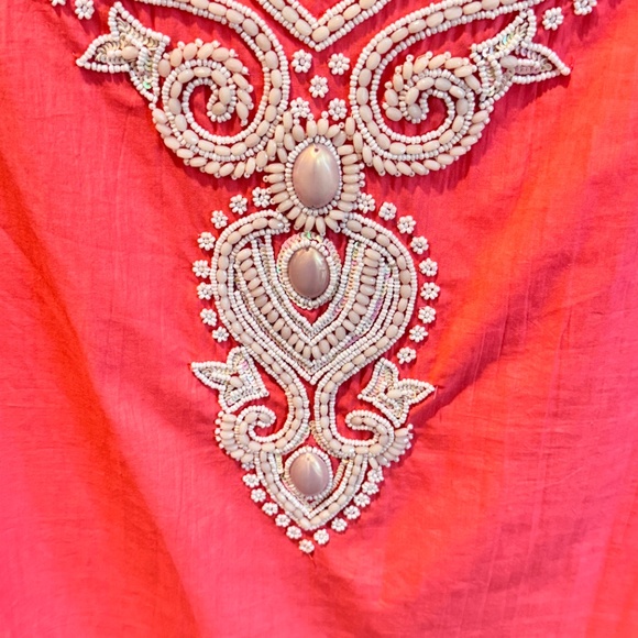 Woman's Tunic, Peach, Beaded, Applique, Size XL - Picture 2 of 13